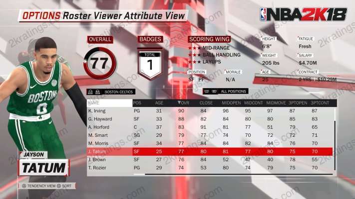 Jayson Tatum on NBA 2K18