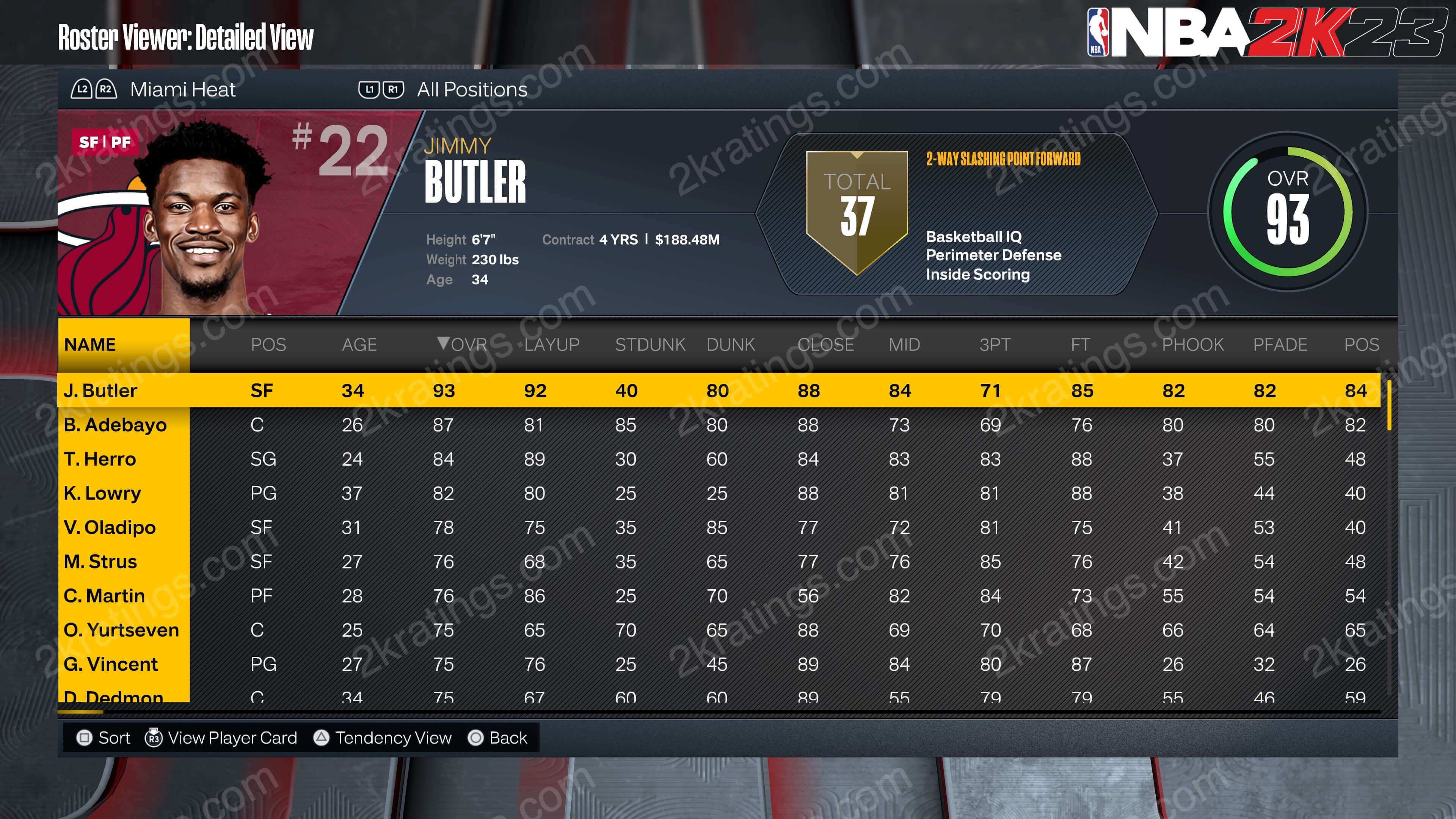 Jimmy Butler NBA 2K25 Rating (Current Golden State Warriors)
