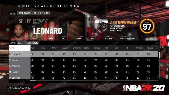 Kawhi Leonard on NBA 2K20