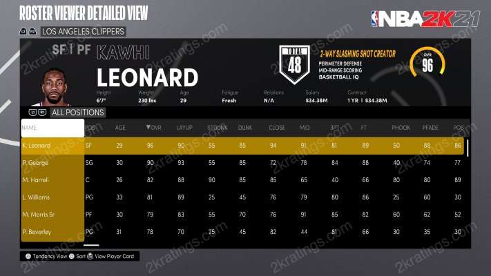Kawhi Leonard on NBA 2K21