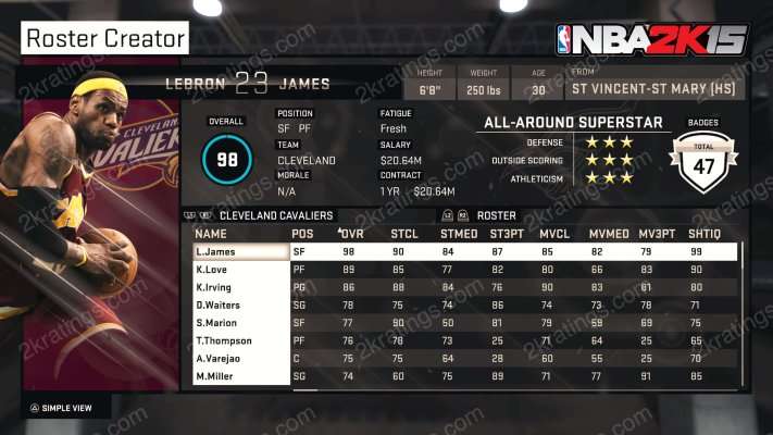 LeBron James on NBA 2K15