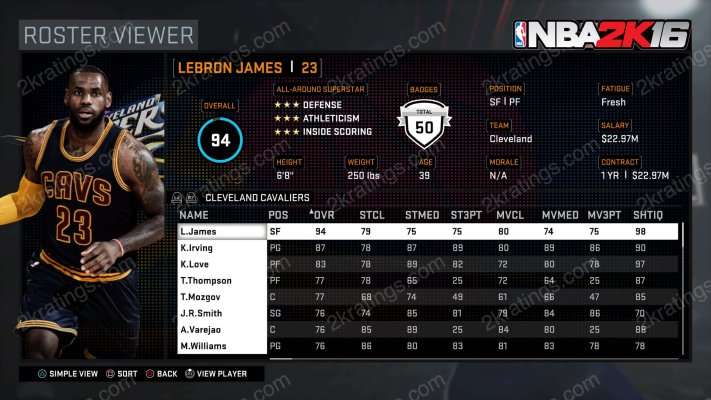 LeBron James on NBA 2K16