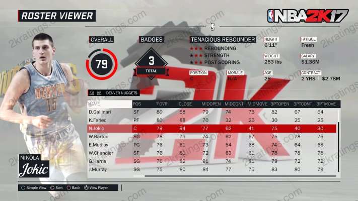 Nikola Jokic on NBA 2K17